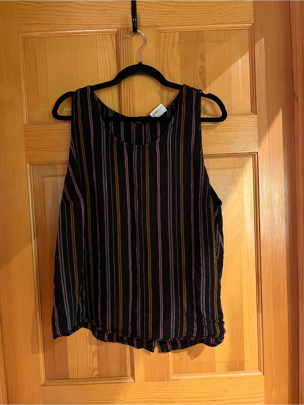 Ava & Viv Black Tank Top with Multicolor Vertical Stripes